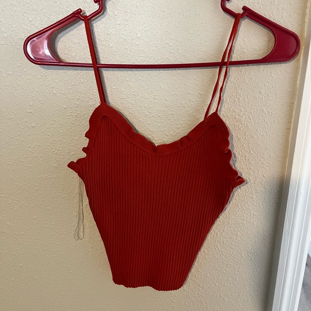 Red SKY and SPARROW crop tank top, in good condition